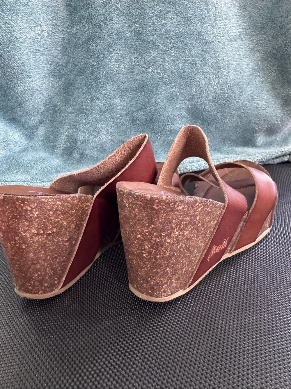 Women's Brown Crisscross Leather Wedge Sandals